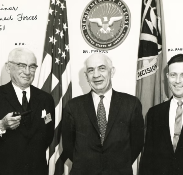 Osborn and Parnes smiling at the Armed forces seminar with Dr. Furnas