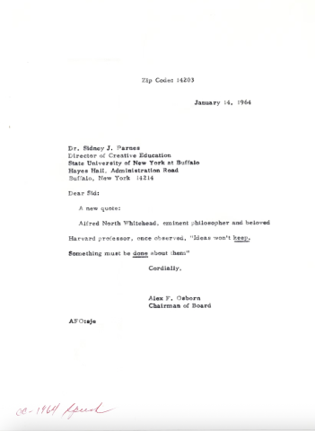 Correspondence from Osborn to Parnes 