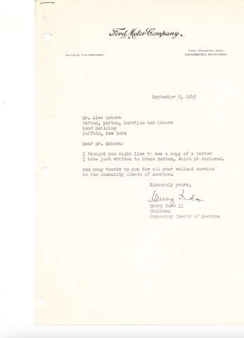 Letter from Ford Motor Company