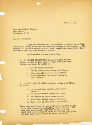 Osborn to president of USA proposing unemployment strategies 