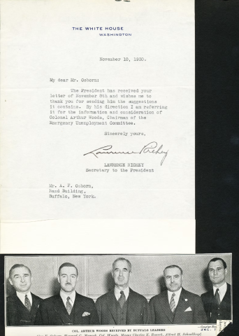 Response from White House to Osborn on unemployment, with a photo of leaders