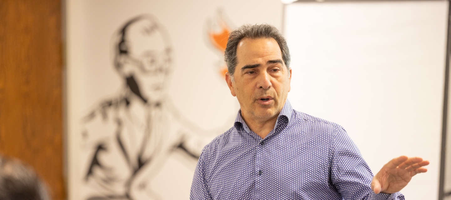 Dr. Puccio presenting the brainstorming room