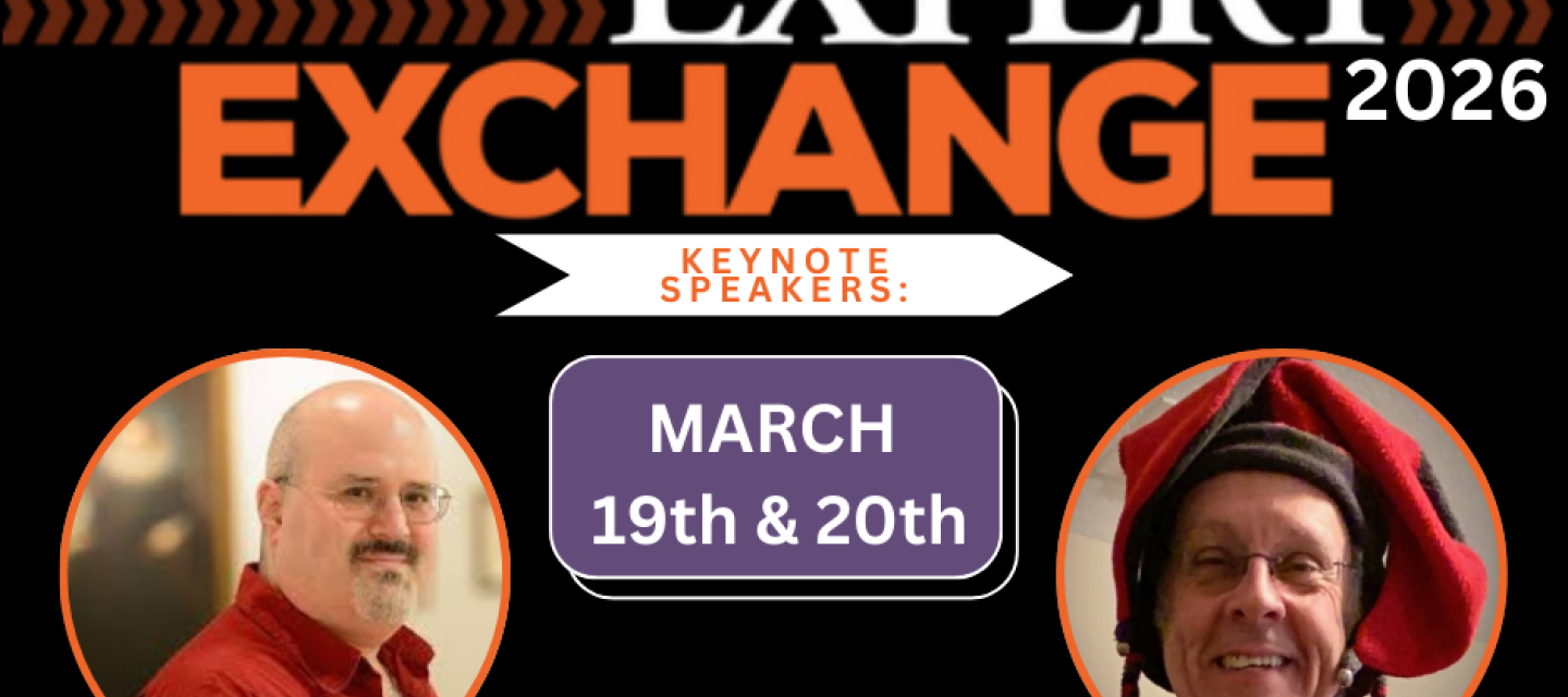 Creativity expert exchange announcement with head shots of Kaufman and Yates